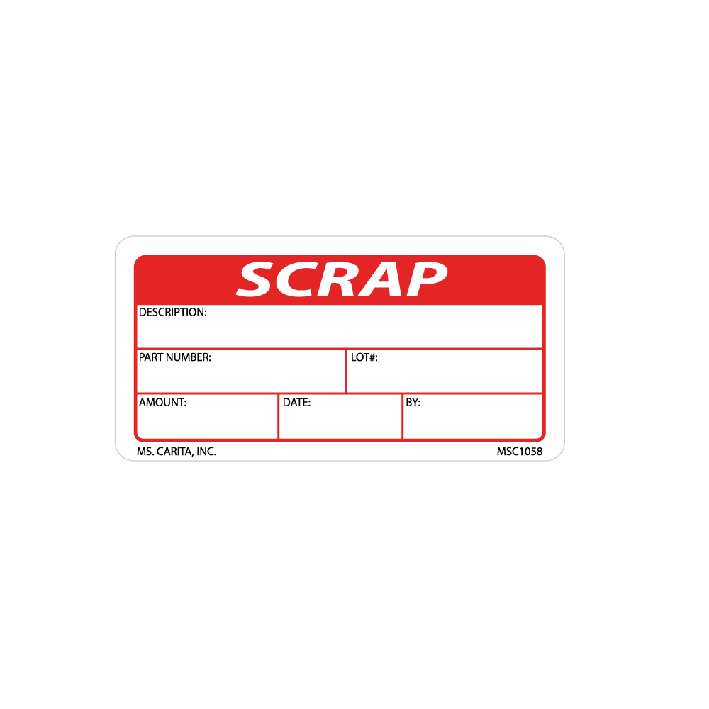 Red Scrap Labels, 1.5 Inch x 3 Inch, 500 per Roll