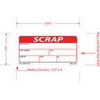 Red Scrap Labels, 1.5 Inch x 3 Inch, 500 per Roll