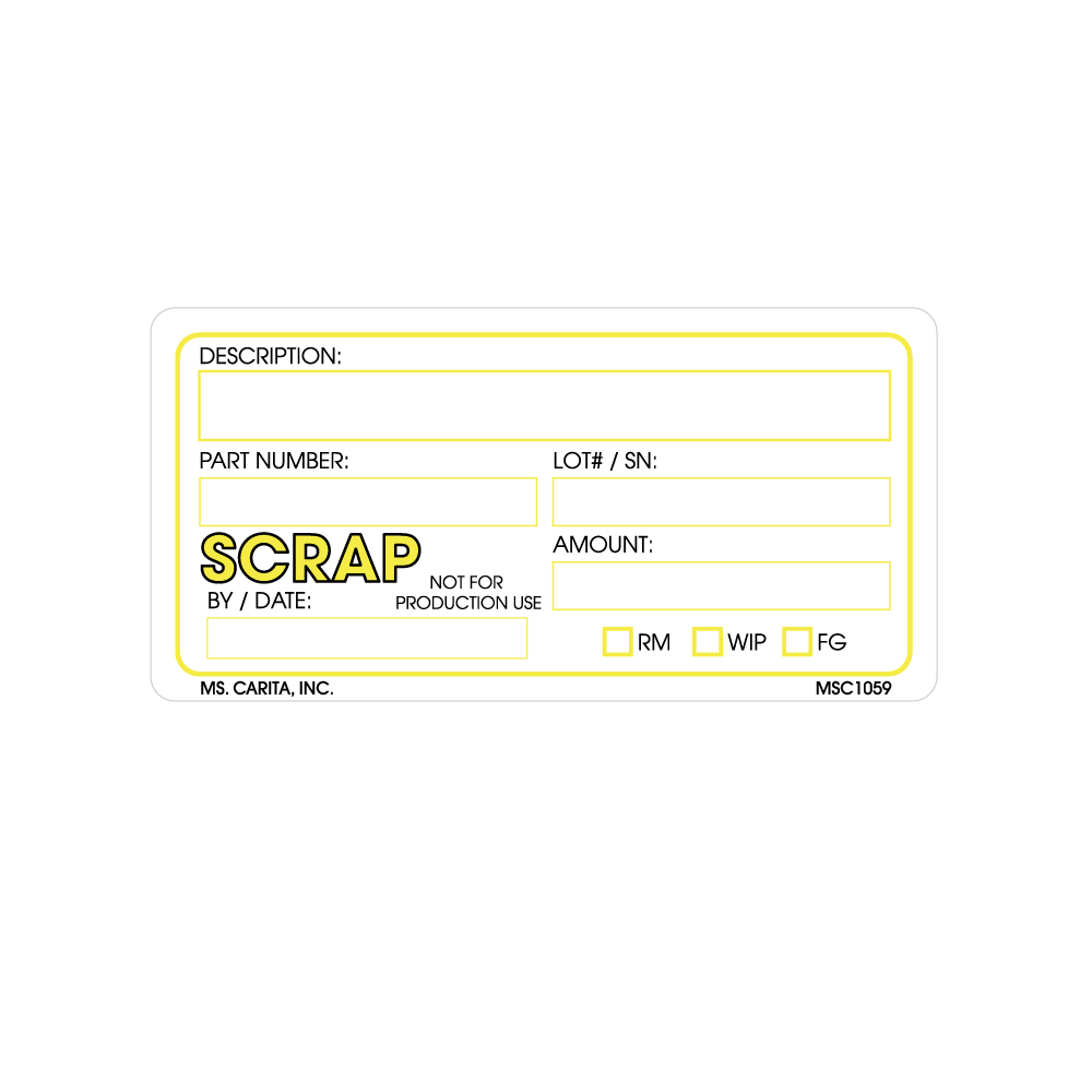 Yellow Scrap Labels, 2 Inch x 4 Inch, 500 per Roll