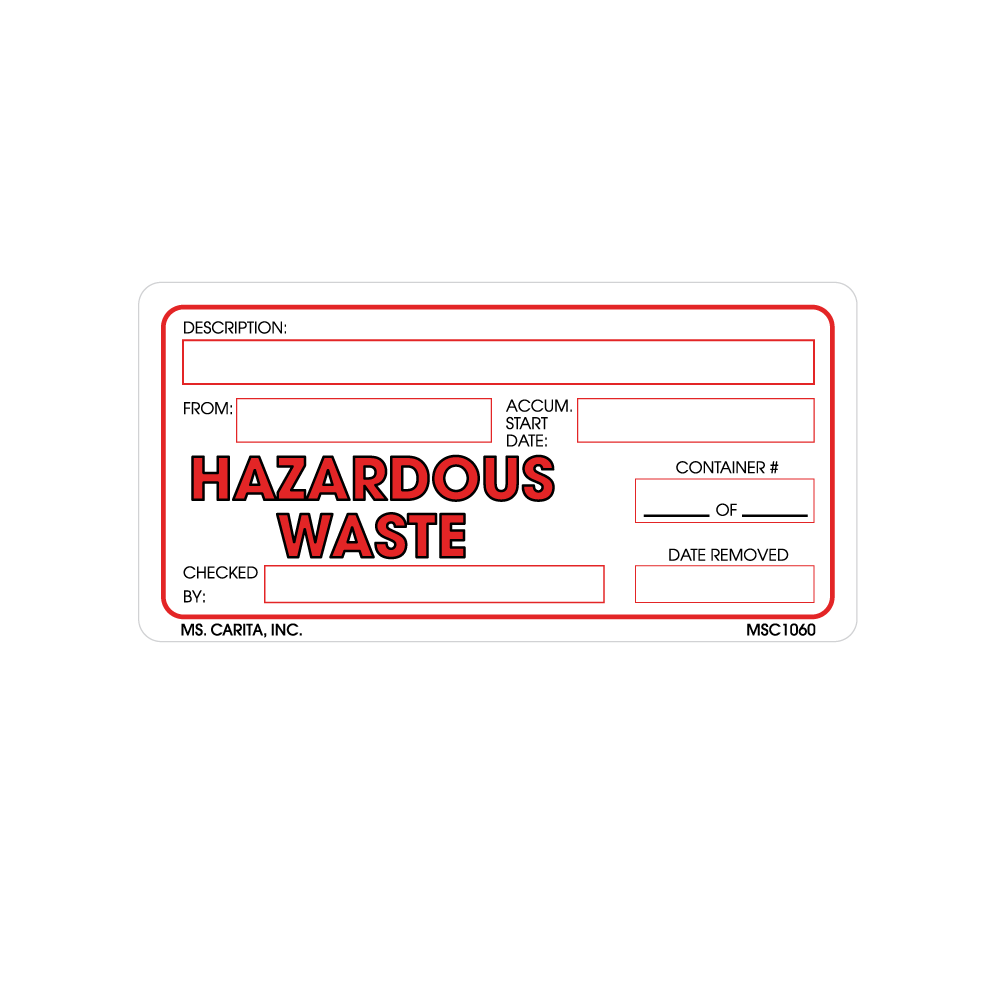 Hazardous Waste Labels, 2 Inch x 4 Inch, 500 per Roll