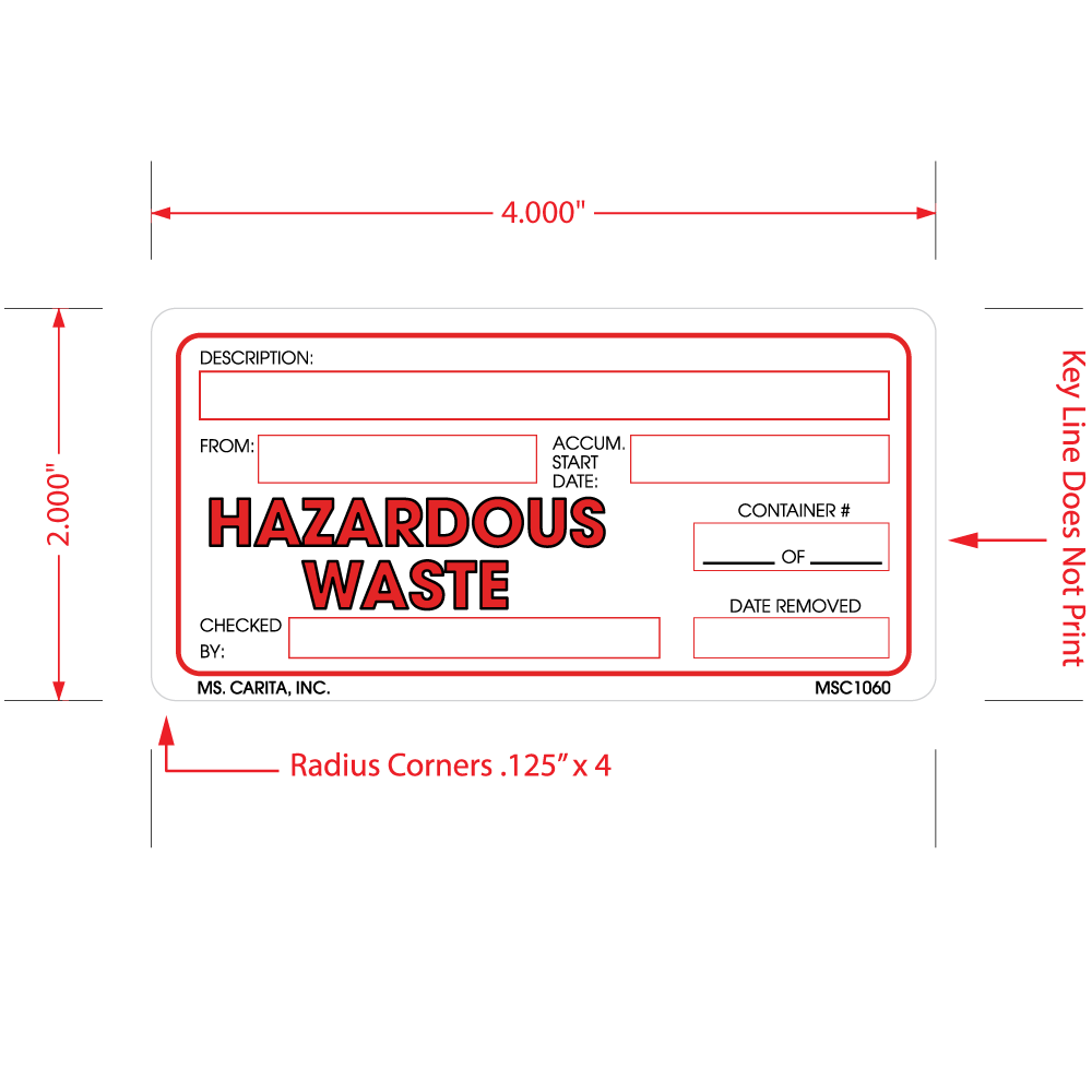 Hazardous Waste Labels, 2 Inch x 4 Inch, 500 per Roll