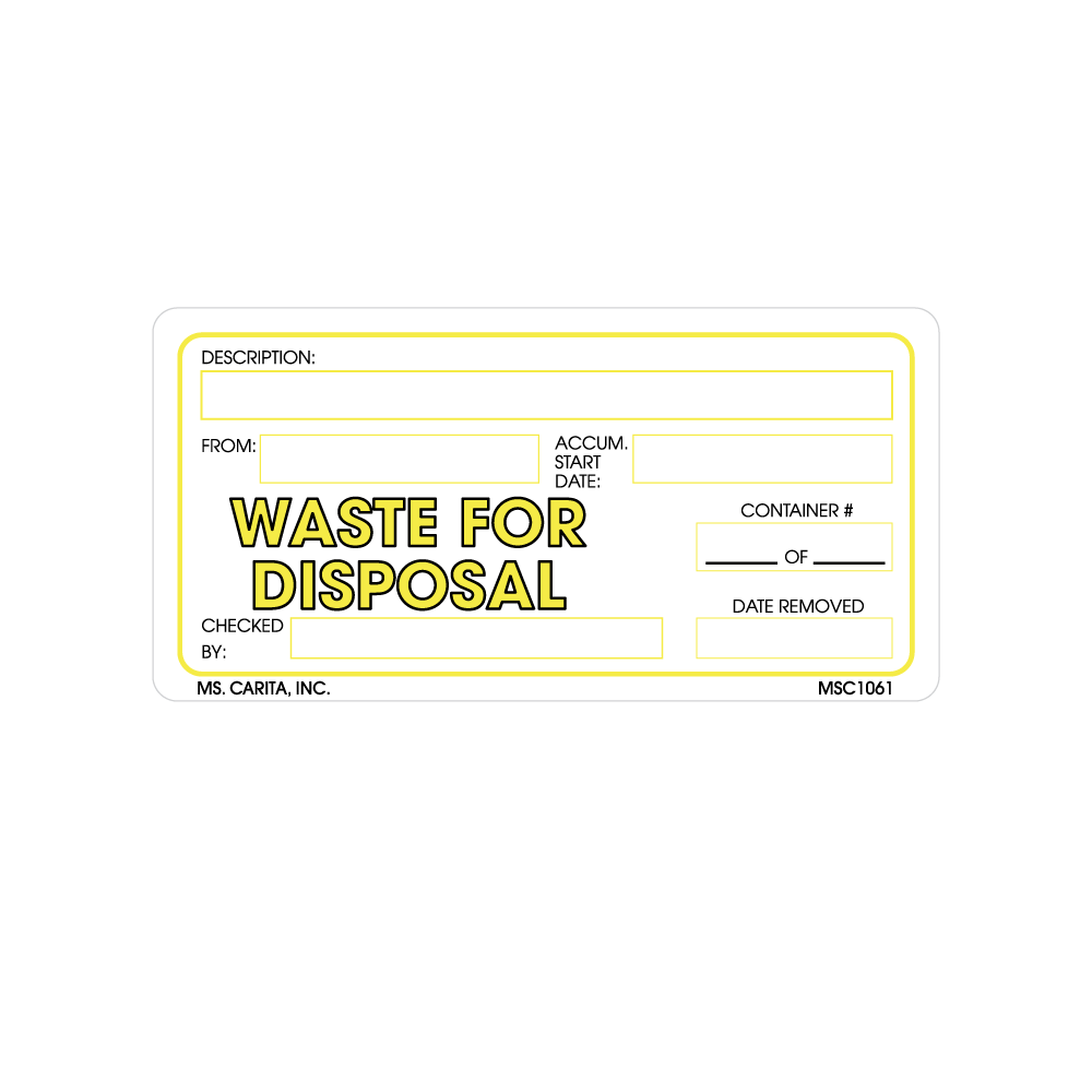 Waste for Disposal Labels, 2 Inch x 4 Inch, 500 per Roll