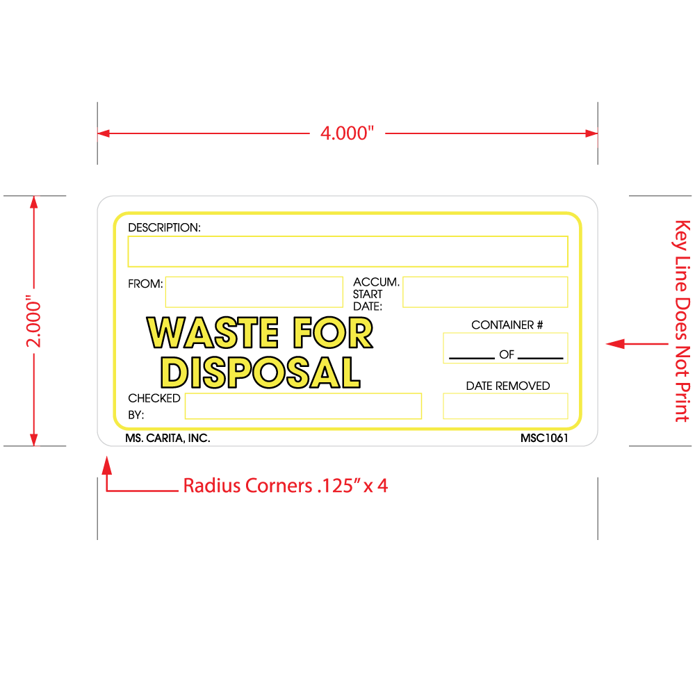 Waste for Disposal Labels, 2 Inch x 4 Inch, 500 per Roll