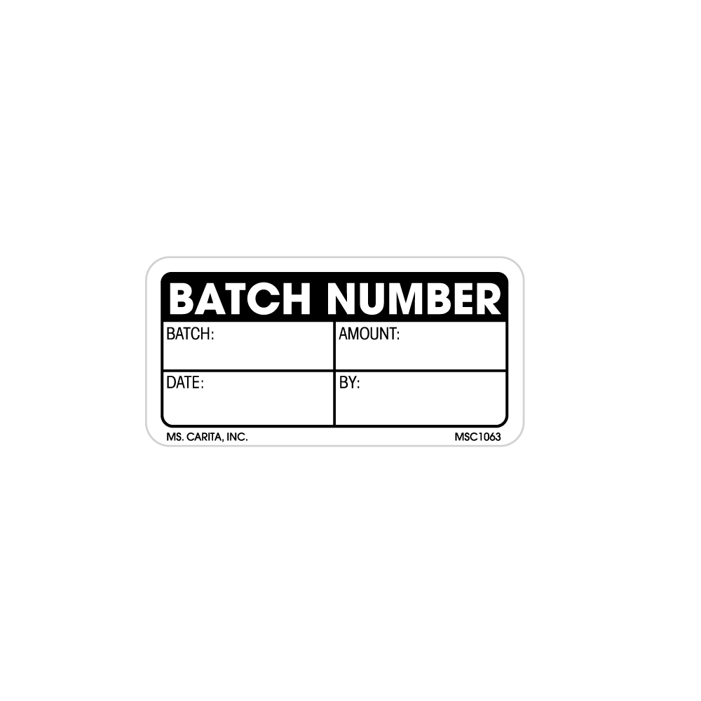 Batch Number Labels - 1 Inch x 2 Inch, 1000 per Roll