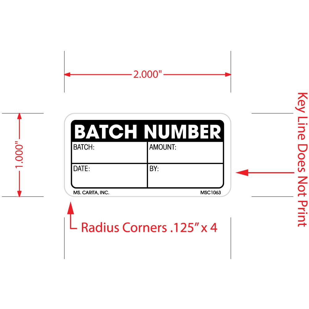 Batch Number Labels - 1 Inch x 2 Inch, 1000 per Roll