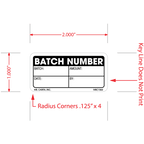 Batch Number Labels - 1 Inch x 2 Inch, 1000 per Roll