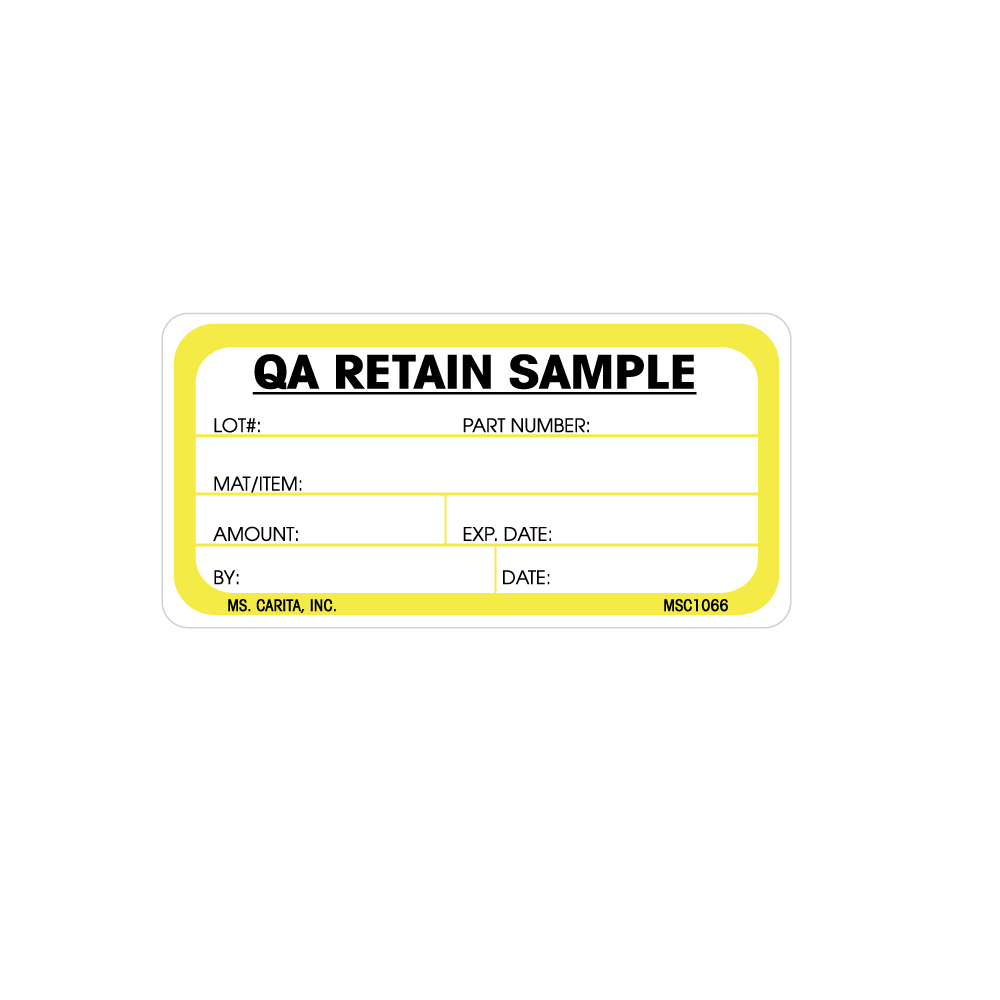 QA Retain Sample Labels - 1.5 Inch x 3 Inch, 500 per Roll