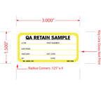QA Retain Sample Labels - 1.5 Inch x 3 Inch, 500 per Roll