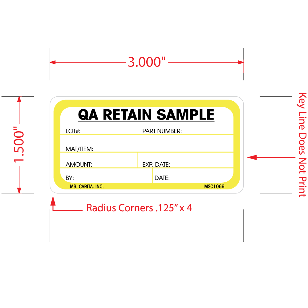 QA Retain Sample Labels - 1.5 Inch x 3 Inch, 500 per Roll