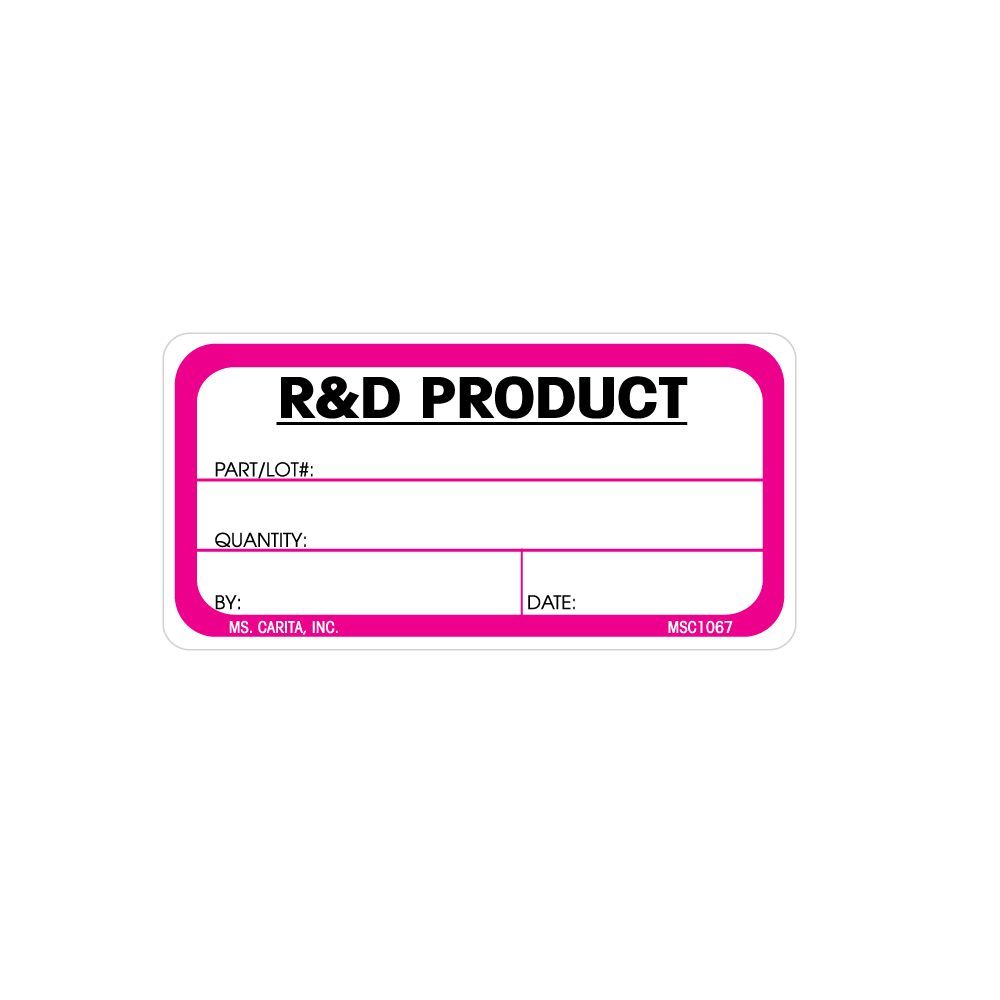 R&D Product Labels - 1.5 Inch x 3 Inch, 500n per Roll