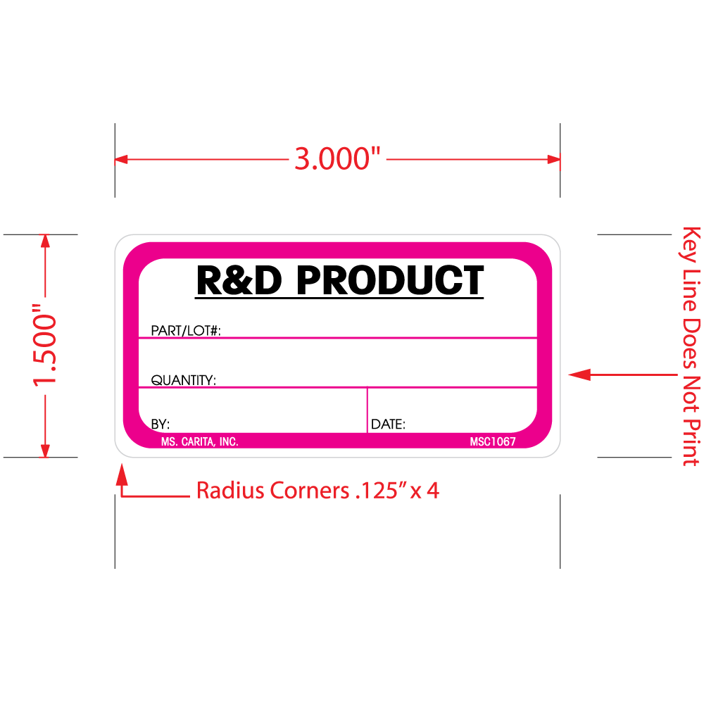 R&D Product Labels - 1.5 Inch x 3 Inch, 500n per Roll