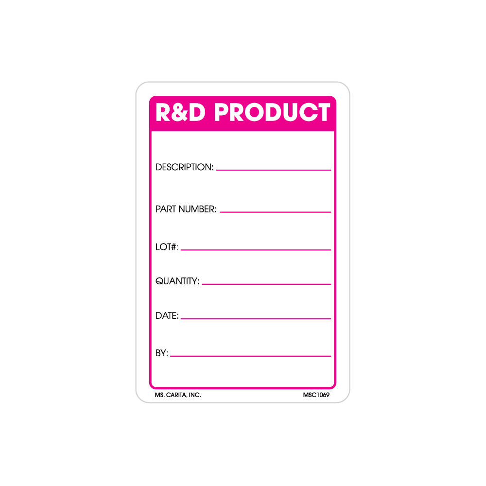 R&D Product Labels - 3 Inch x 2 Inch, 500 per Roll
