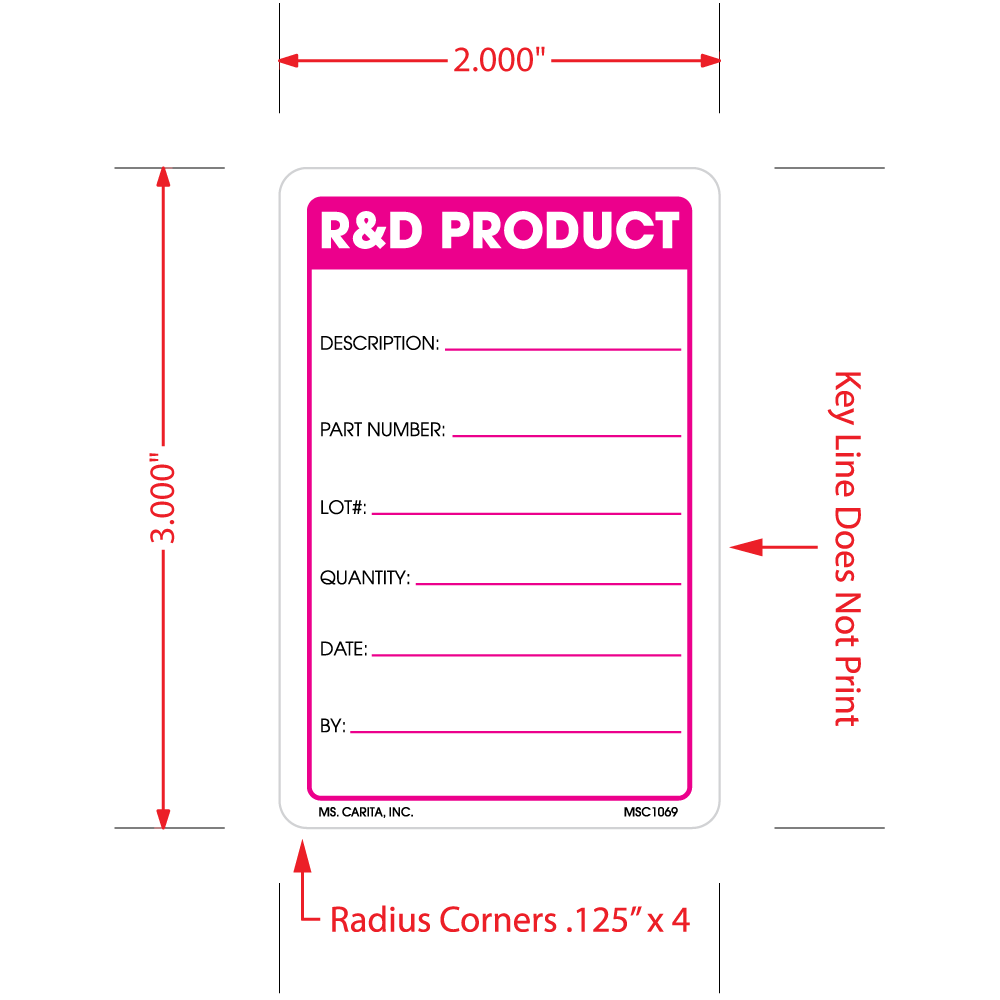R&D Product Labels - 3 Inch x 2 Inch, 500 per Roll