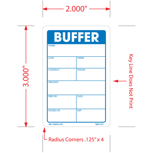 Buffer Labels - 3 Inch x 2 Inch, 500 per Roll