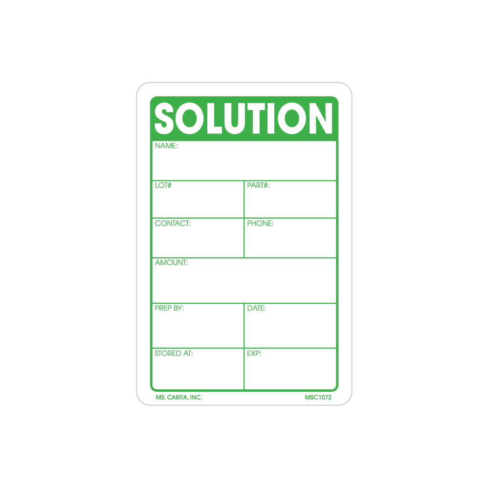 Solution Labels - 3 Inch x 2 Inch, 500 per Roll