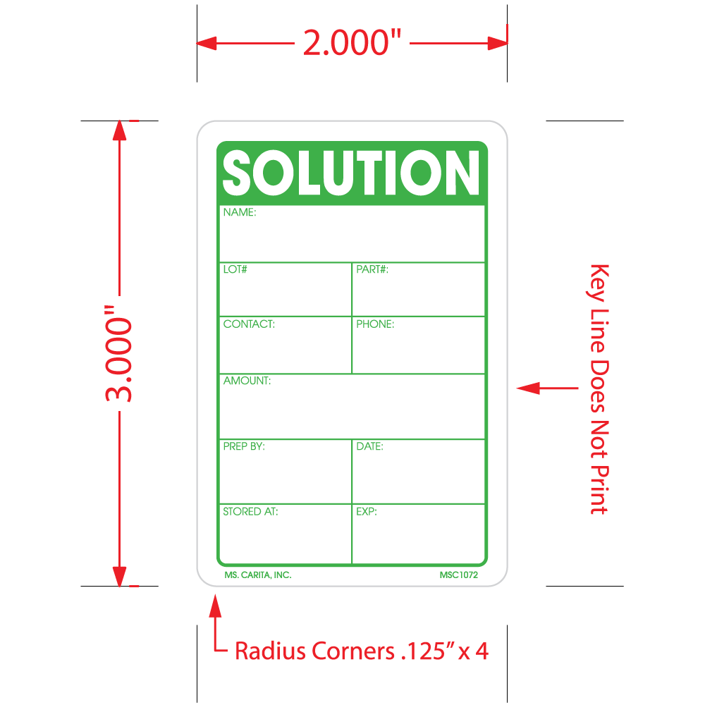 Solution Labels - 3 Inch x 2 Inch, 500 per Roll