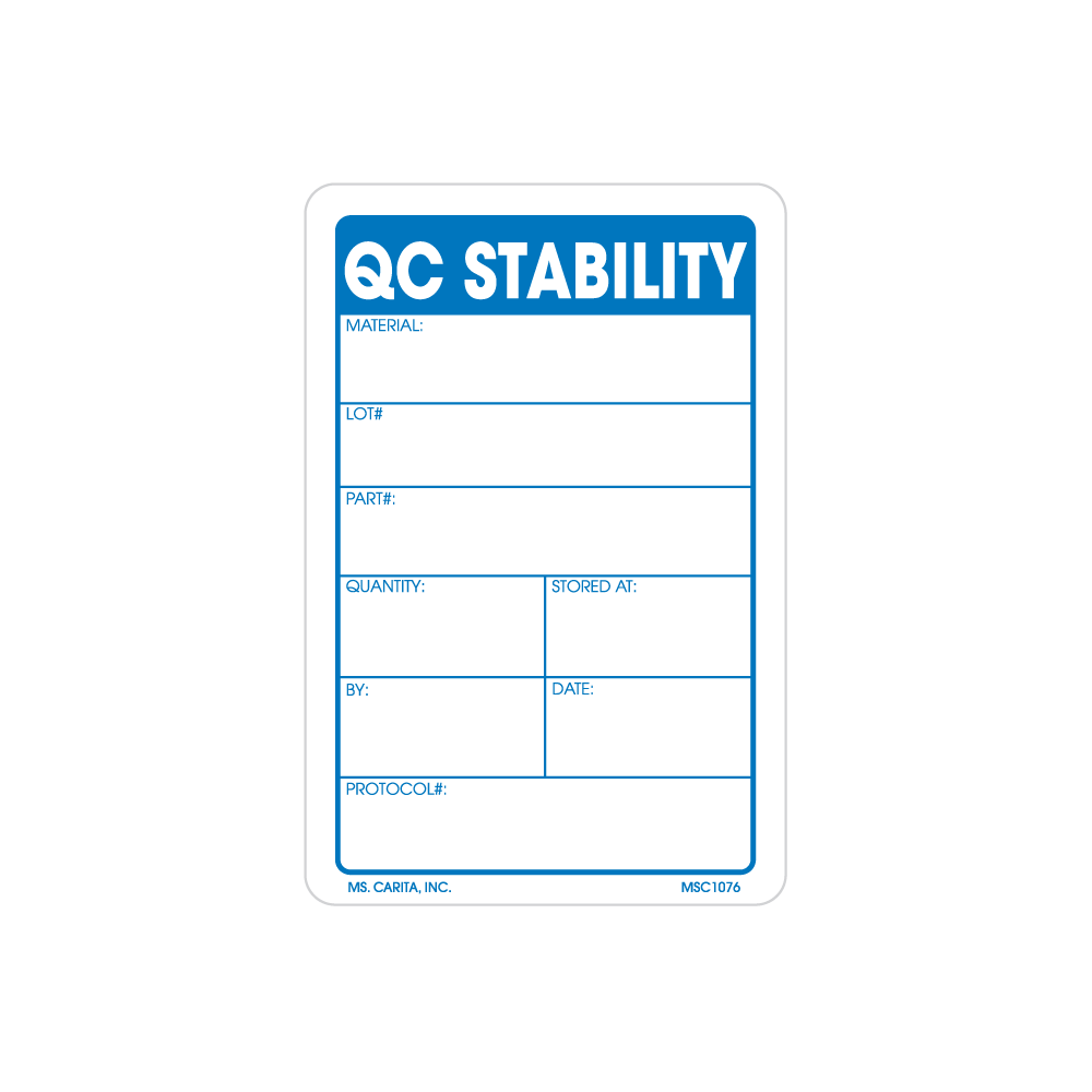 QC Stability Labels - 3 Inch x 2 Inch, 500 per Roll