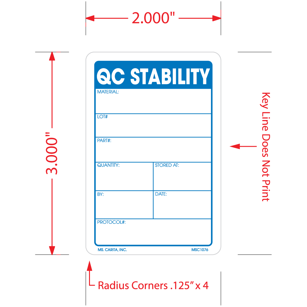 QC Stability Labels - 3 Inch x 2 Inch, 500 per Roll