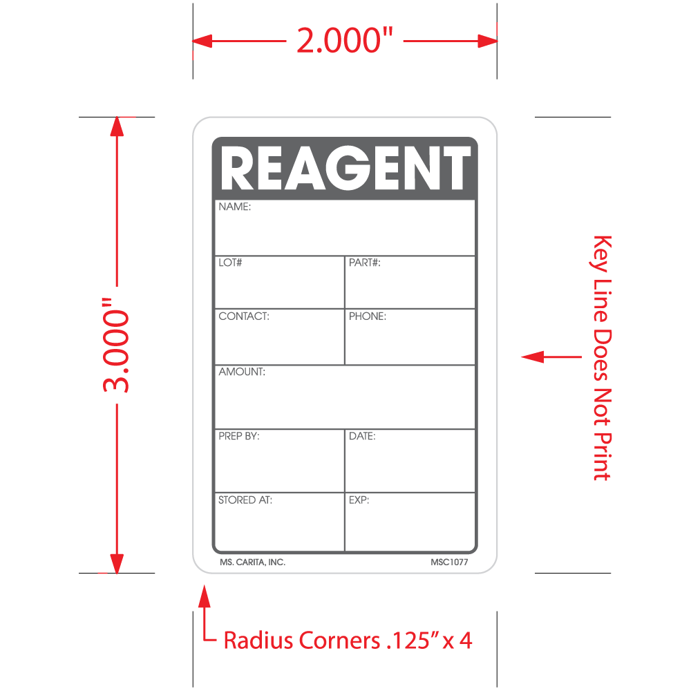 Reagent Labels - 3 Inch x 2 Inch, 500 per Roll