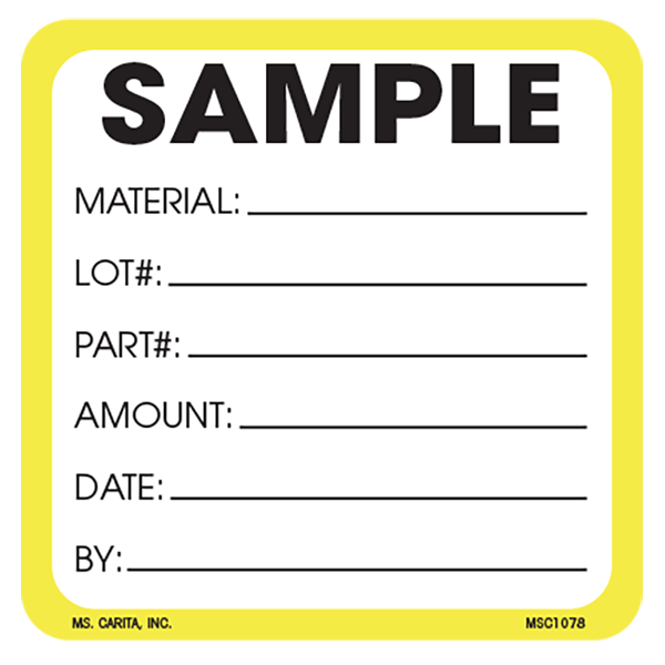 Sample Labels - 3.25 Inch x 3.25 Inch, 500 per Roll