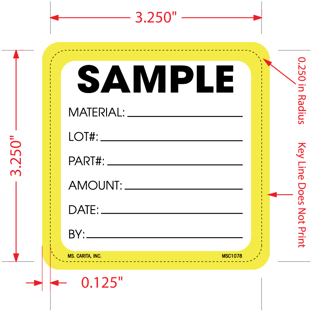 Sample Labels - 3.25 Inch x 3.25 Inch, 500 per Roll