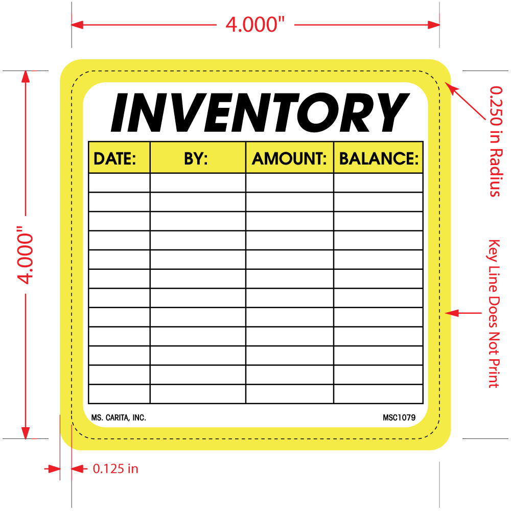 Inventory Labels - 4 Inch x 4 Inch, 500 per Roll