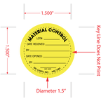 Material Labels - 1.5 Inch Diameter, 1000 per Roll