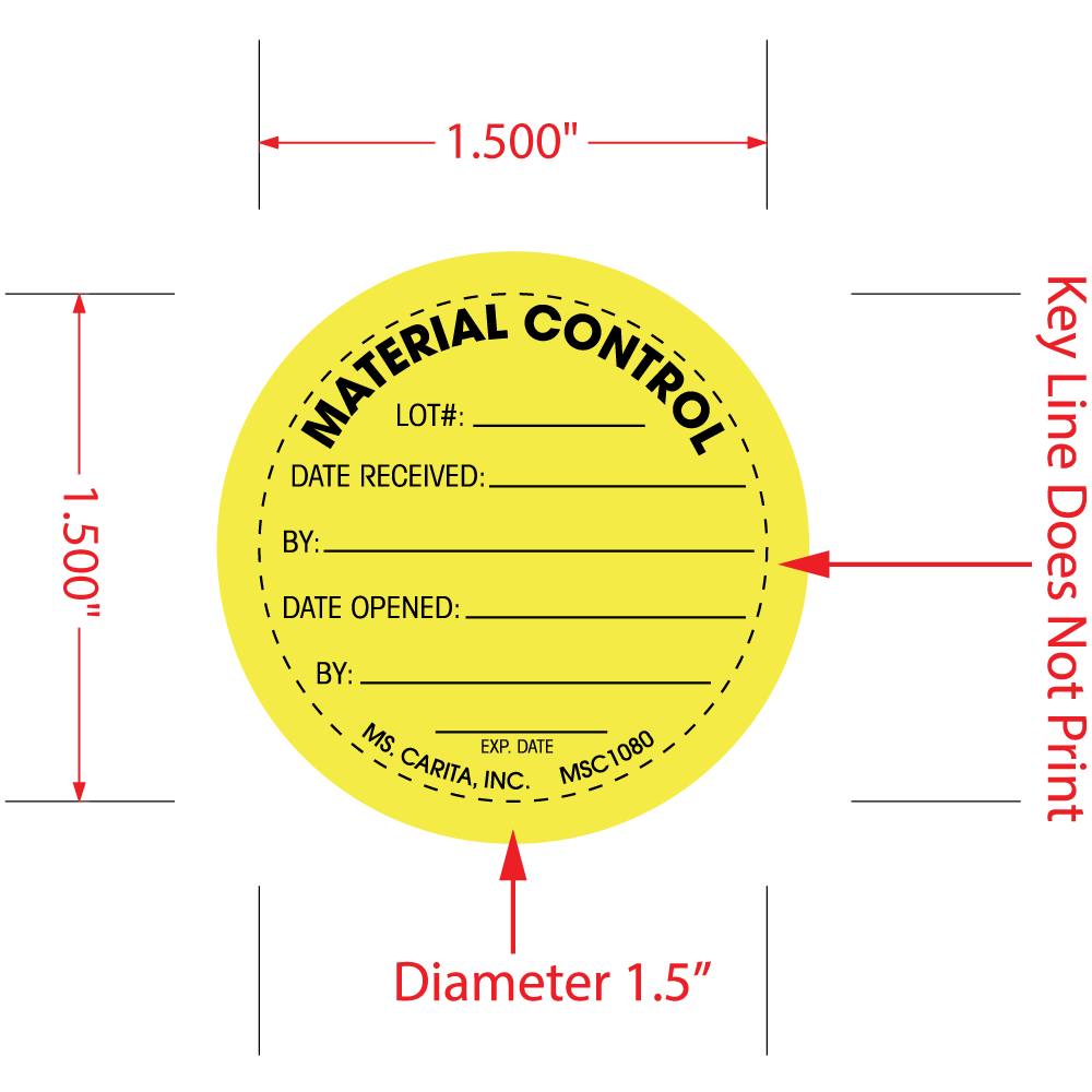 Material Labels - 1.5 Inch Diameter, 1000 per Roll