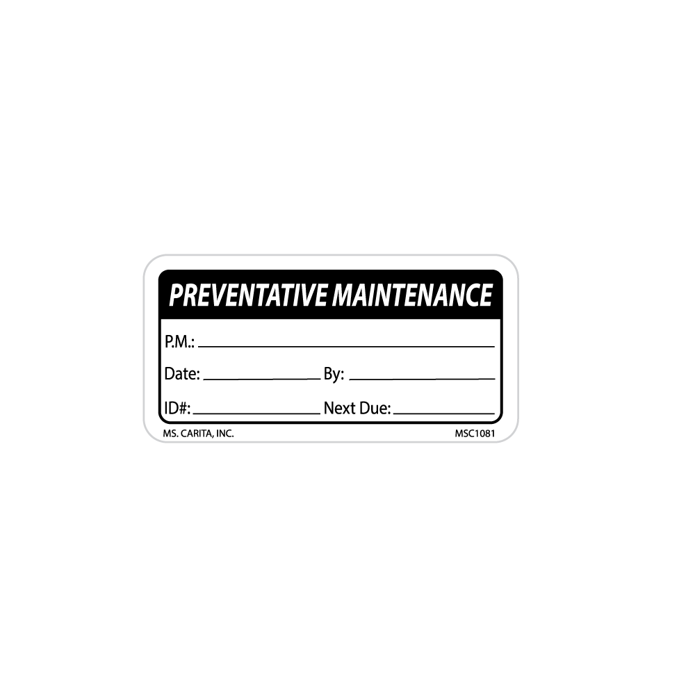 Preventative Maintenance Labels - 1 Inch x 2 Inch, 1000 per Roll – Ms ...