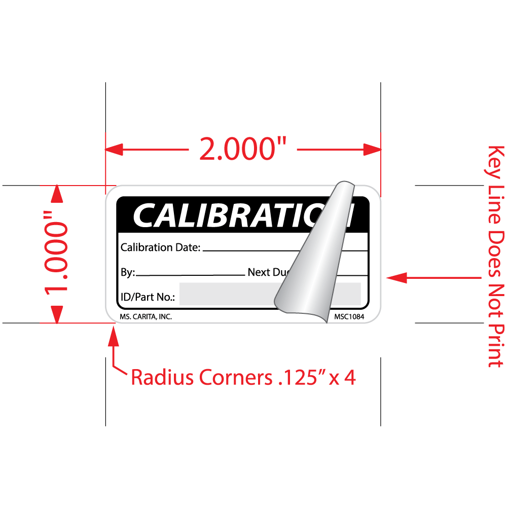 Self Laminating Calibration Label - 1 Inch x 2 Inch, 500 per Roll