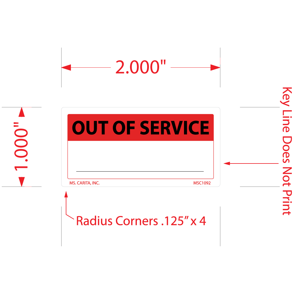 Out of Service Labels - 1 Inch x 2 Inch, 1000 per Roll