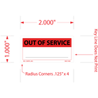 Out of Service Labels - 1 Inch x 2 Inch, 1000 per Roll