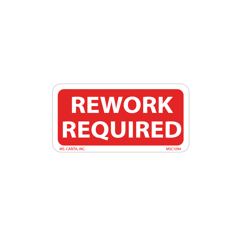 Rework Required Rework Required Labels - 1 Inch x 2 Inch, 1000 per Roll – Ms. Carita