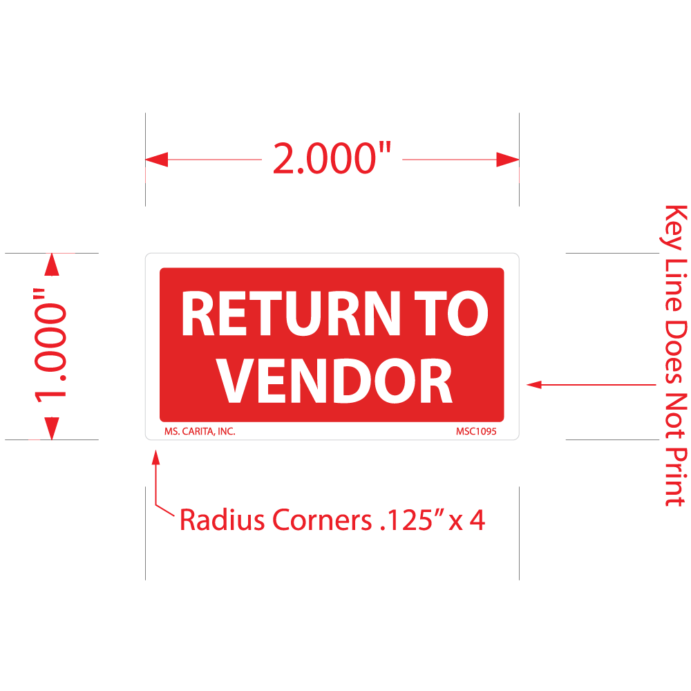 Return to Vendor Labels - 1 Inch x 2 Inch, 1000 per Roll
