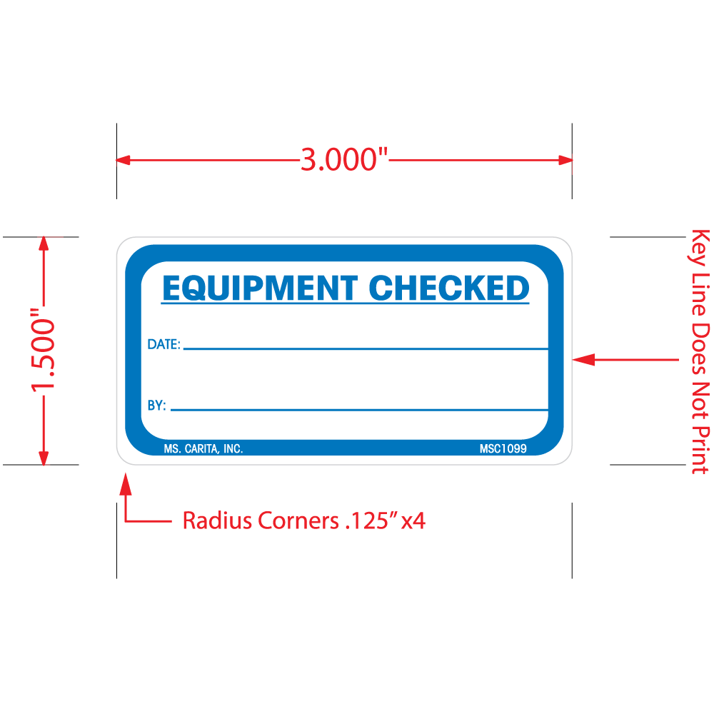 Equipment Checked Labels, 1.5 Inch x 3 Inch, 500 Per Roll