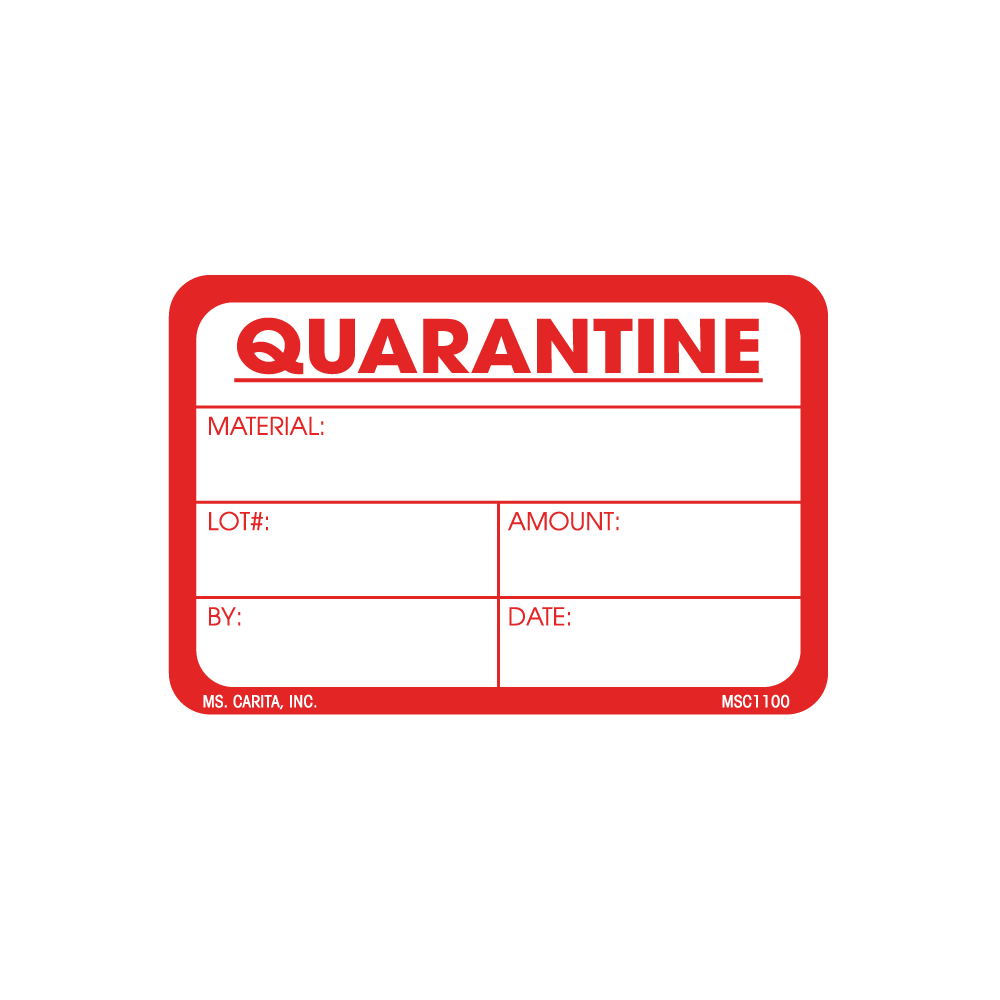 Quarantine Material Labels, 2 Inch x 3 inch, 500 per Roll