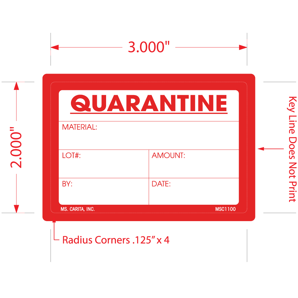 Quarantine Material Labels, 2 Inch x 3 inch, 500 per Roll