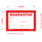 Quarantine Material Labels, 2 Inch x 3 inch, 500 per Roll