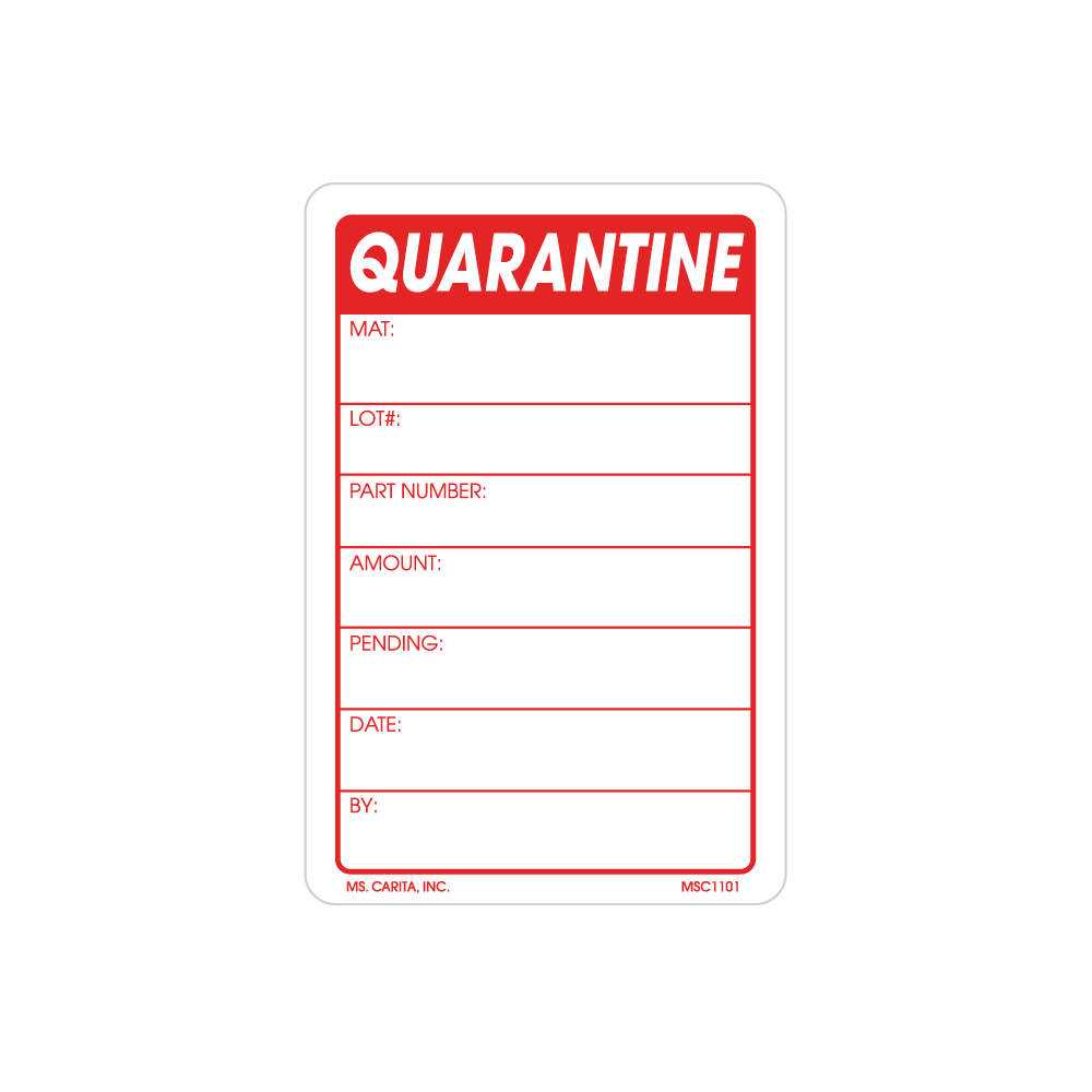 Quarantine Material Labels, 3 Inch x 2 inch, 500 per Roll