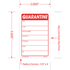Quarantine Material Labels, 3 Inch x 2 inch, 500 per Roll
