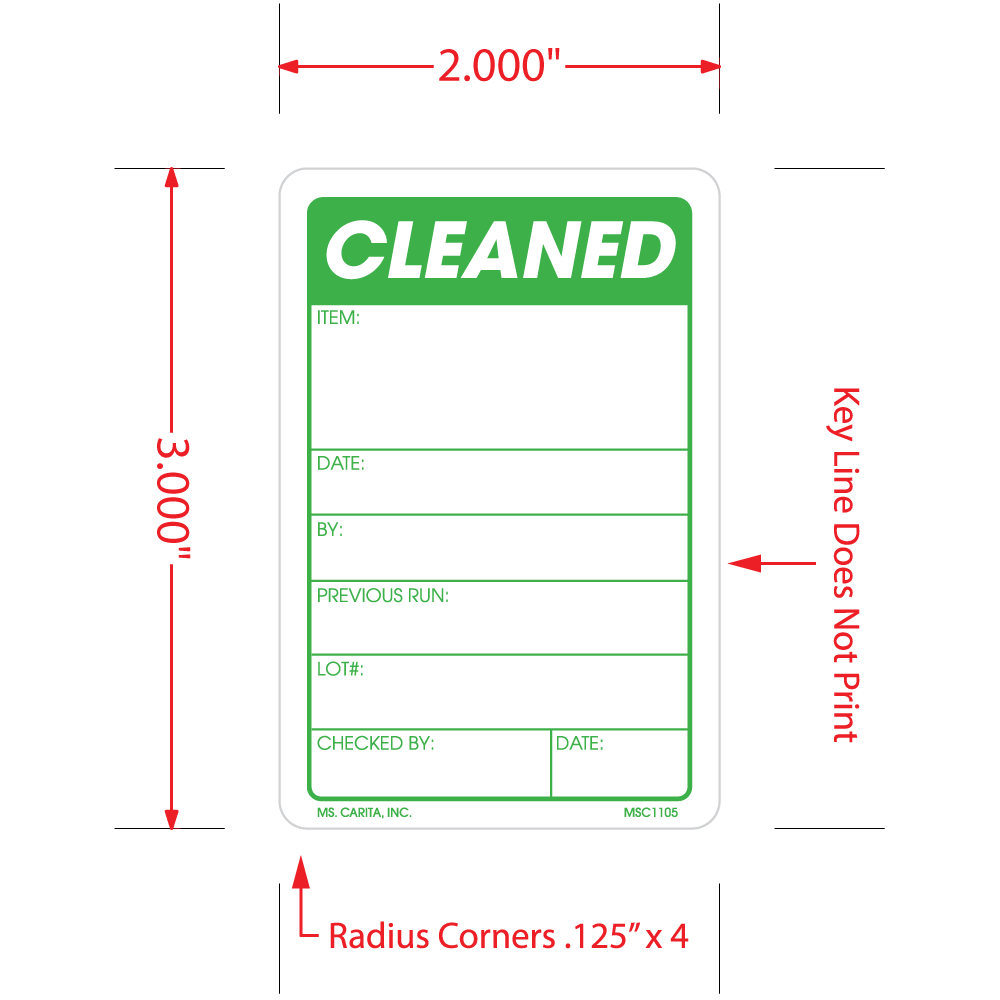 Cleaned Labels, 3 Inch x 2 Inch, 500 per Roll
