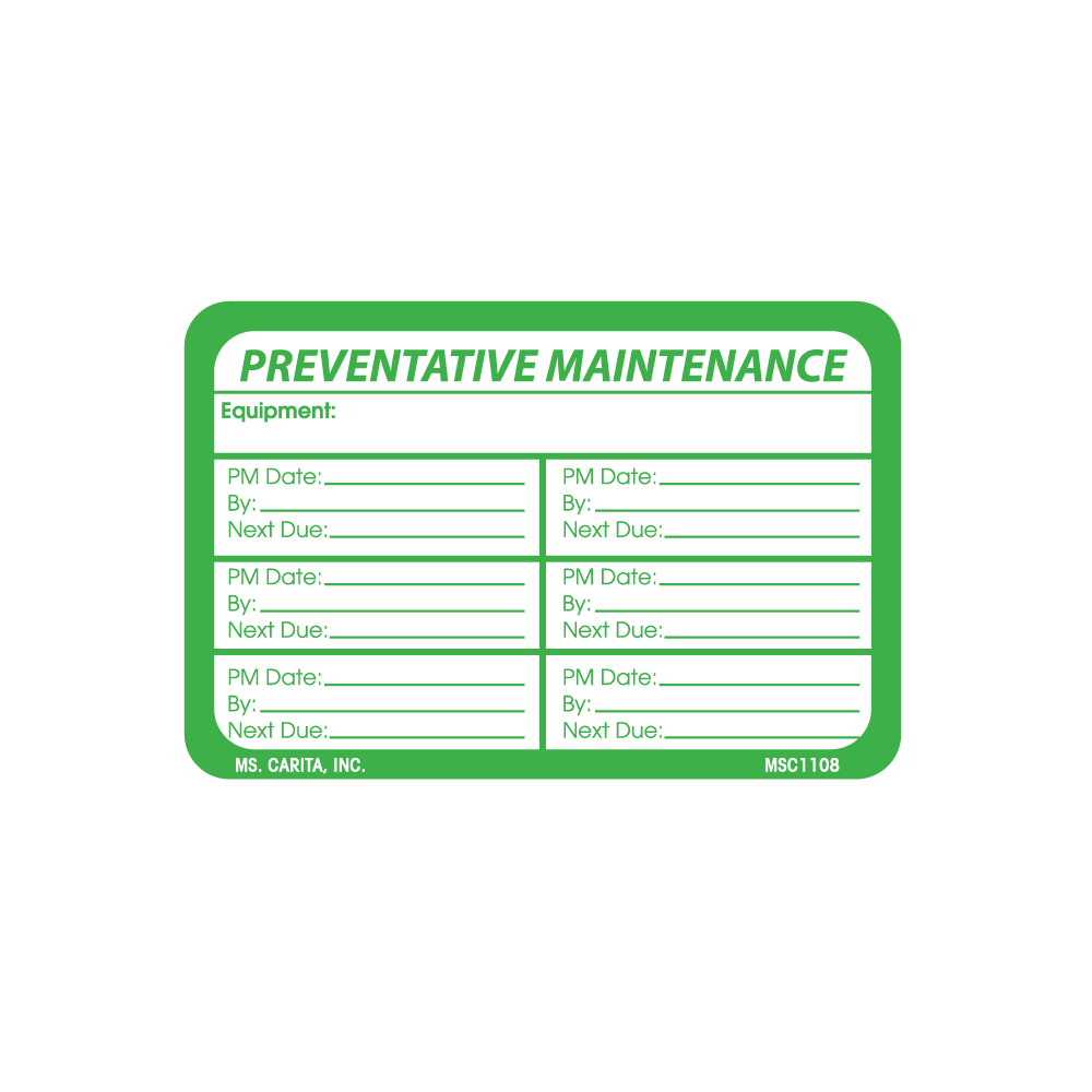 Preventative Maintenance Labels, 2 Inch x 3 Inch, 500 per Roll