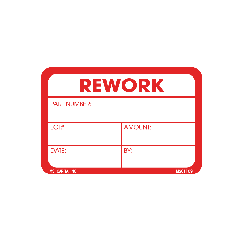 Rework Labels, 2 inch x 3 Inch, 500 per Roll