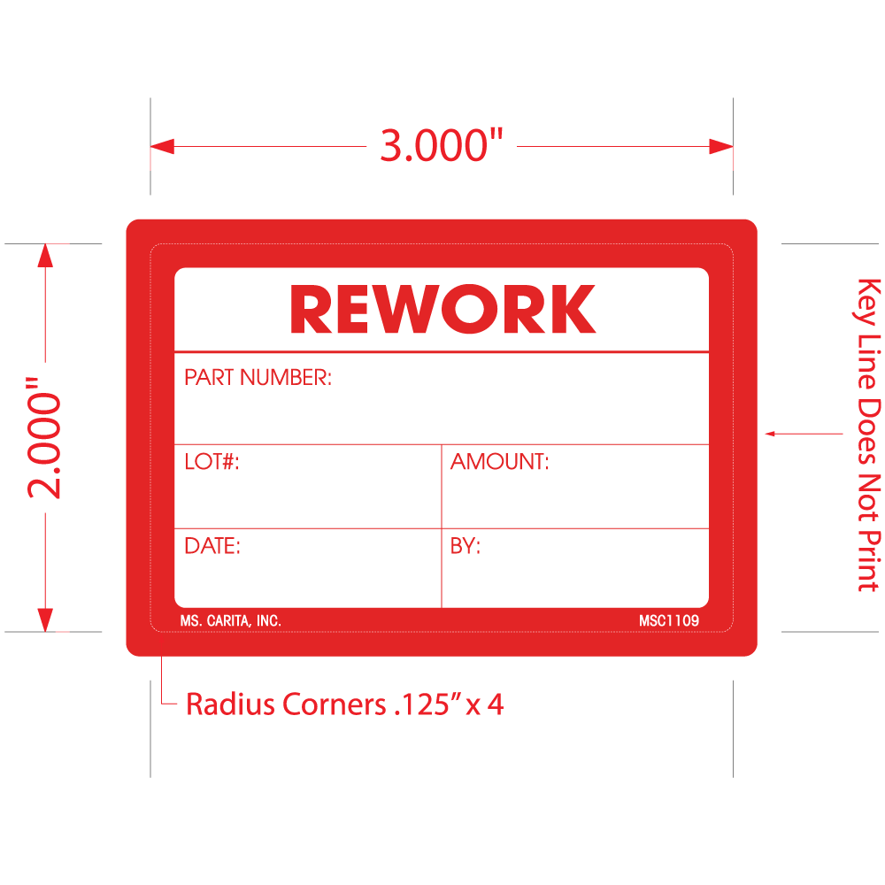 Rework Labels, 2 inch x 3 Inch, 500 per Roll