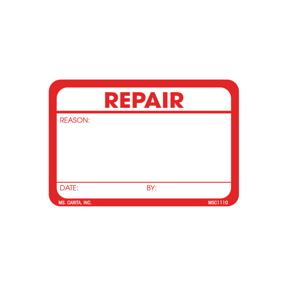 Repair Labels, 2 Inch x 3 Inch, 500 per Roll