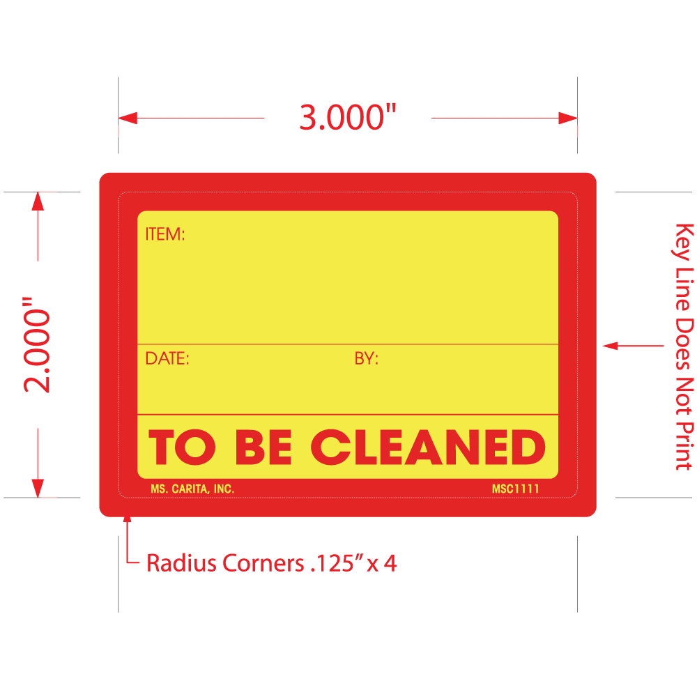 To be Cleaned Labels, 2 Inch x 3 Inch, 500 per Roll