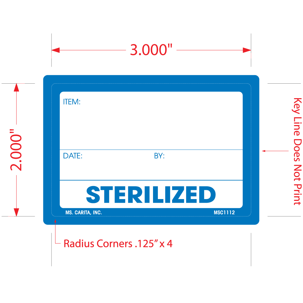 Sterilized Labels, 2 inch x 3 Inch, 500 per Roll
