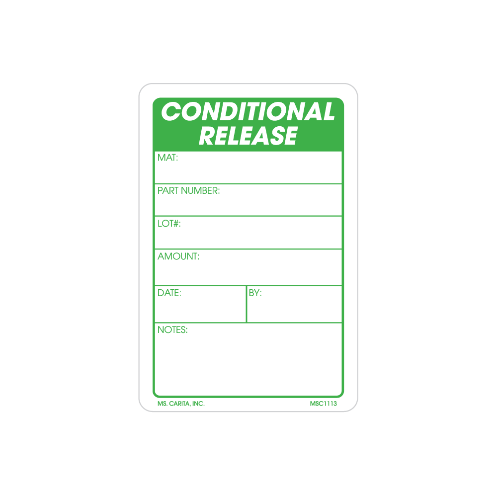 Conditional Release Labels, 3 Inch x 2 Inch, 500 per Roll