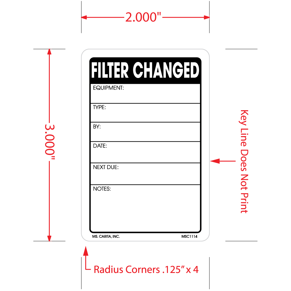Filter Changed Labels, 3 Inch x 2 Inch, 500 per Roll