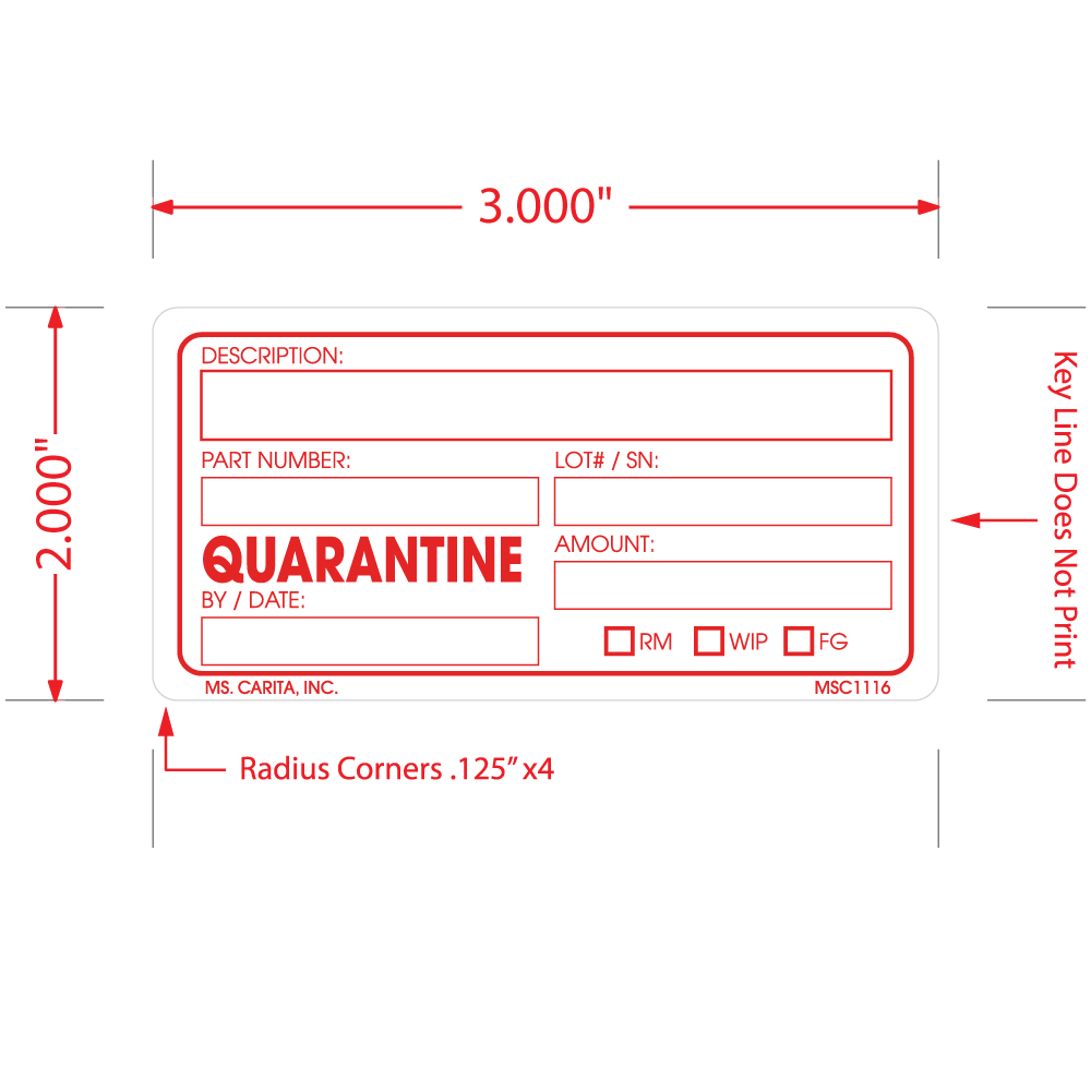 Quarantine Labels, 2 Inch x 4 Inch, 500 per Roll
